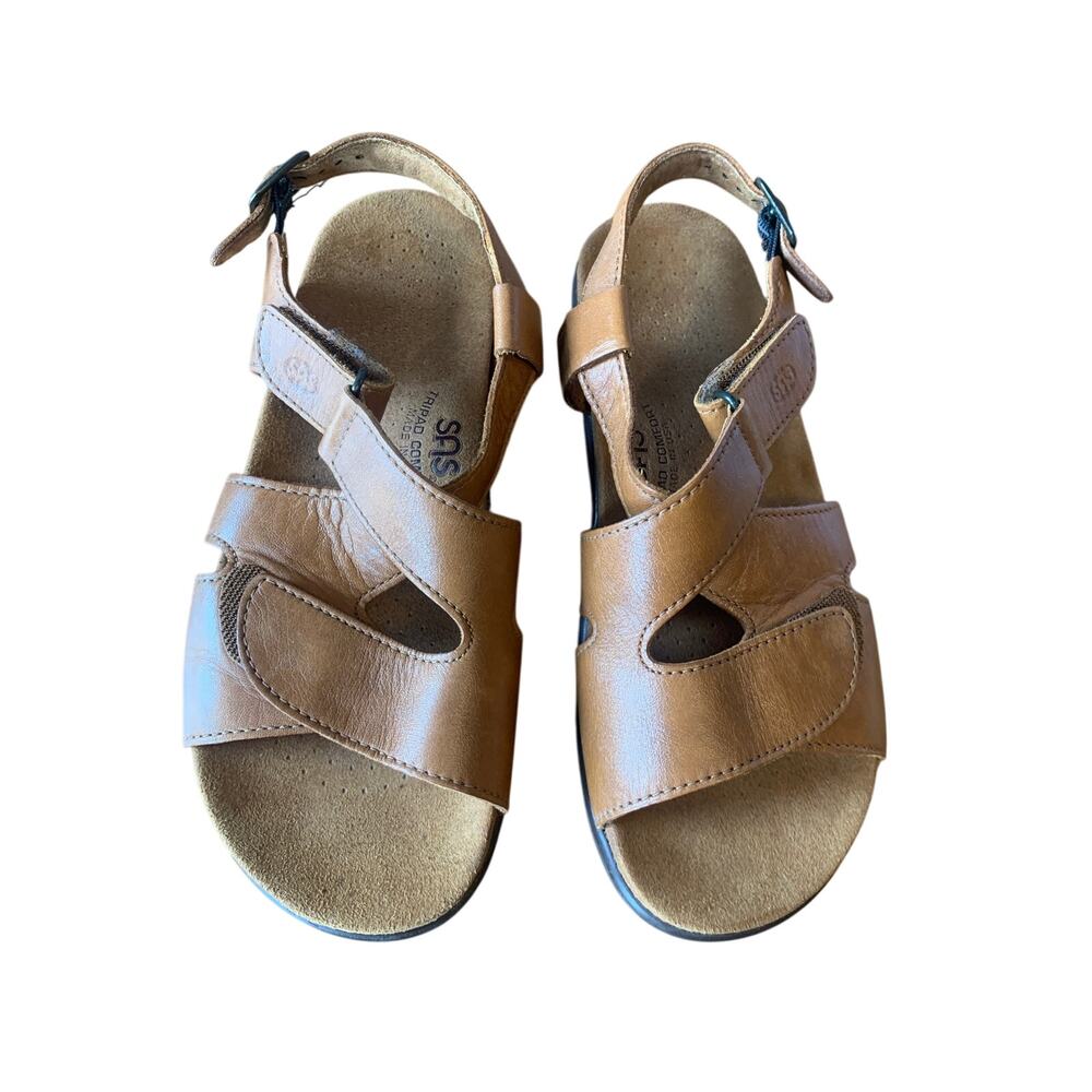 SAS Huggy Cross Strap Women's Sandals 7M Comfort Caramel USA